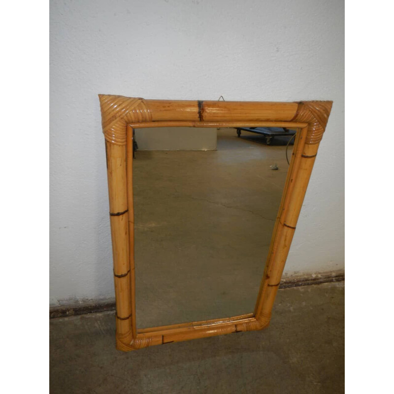 Bamboo vintage mirror, 1970s