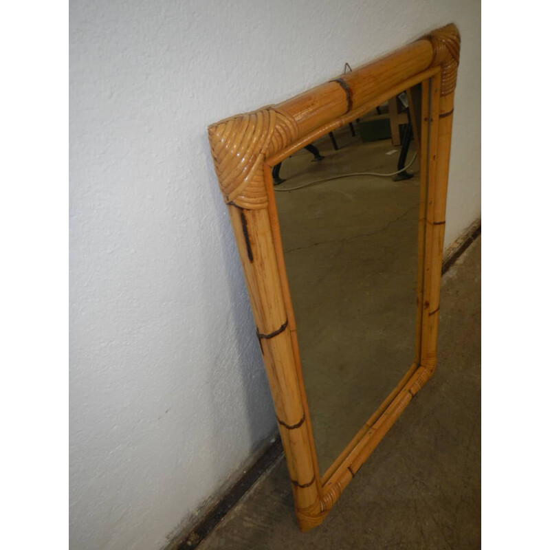 Bamboo vintage mirror, 1970s