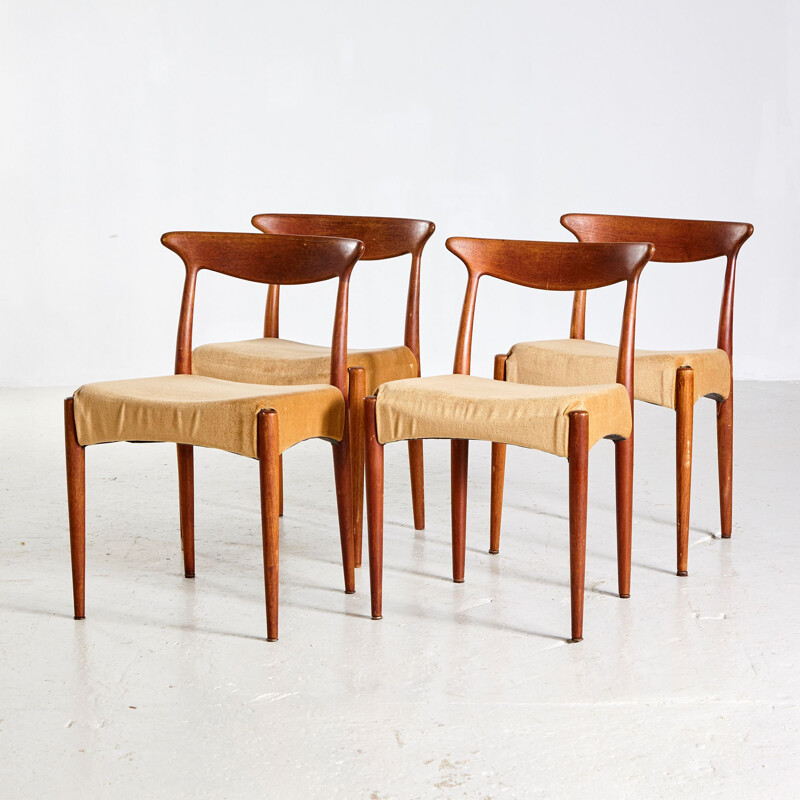 Set of 4 vintage teak dining chairs by Arne Hovmand Olsen for Mogens Kold, 1960s