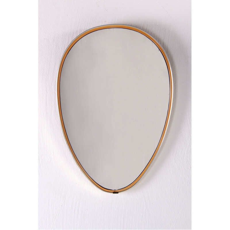 Vintage brass mirror with gold, 1960s