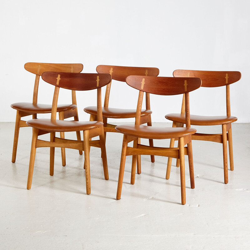 Set of 5 vintage CH30 teak dining chairs by Hans J. Wegner for Carl Hansen & SØN