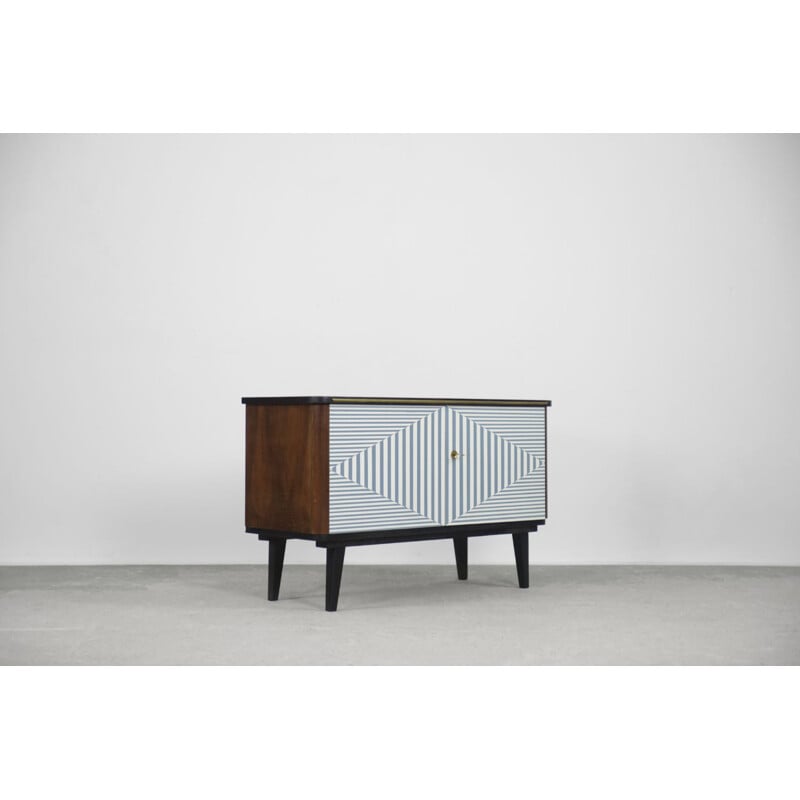 Mid-century modern walnut hand-painted sideboard, Germany 1950s