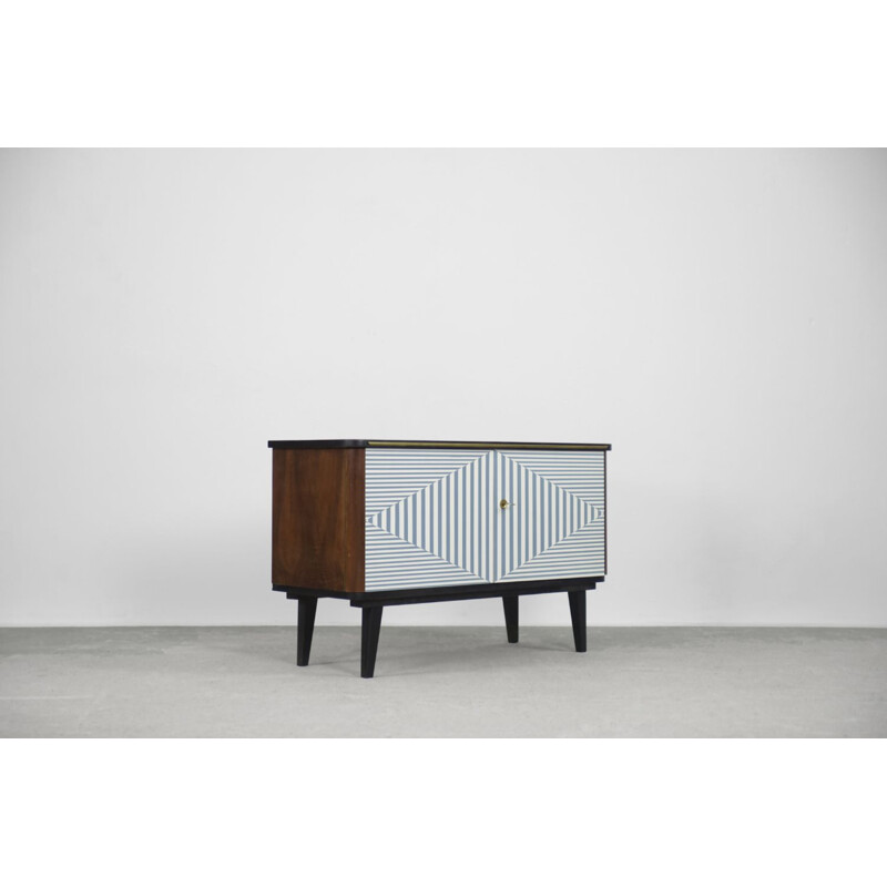 Mid-century modern walnut hand-painted sideboard, Germany 1950s