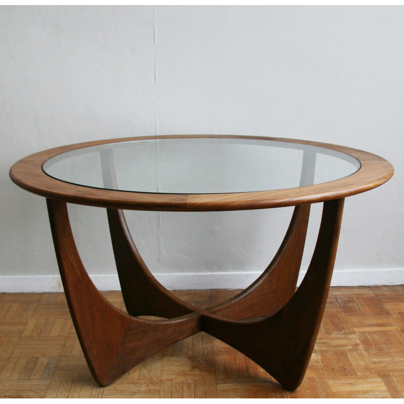 "Astro" coffee table in teka and glass, Victor WILKINS - 1960s