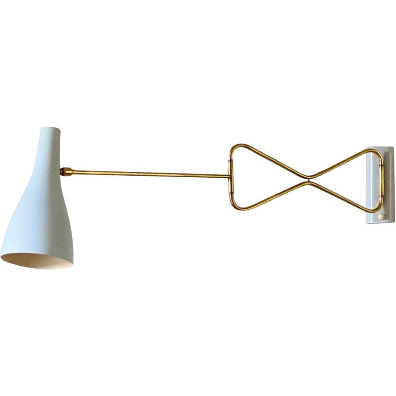 Vintage light blue metal and brass wall lamp by Cosack, Germany 1950