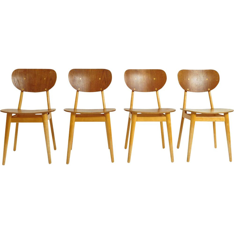 Set of 4 vintage wooden chairs by Cees Braakman for Pastoe, 1950