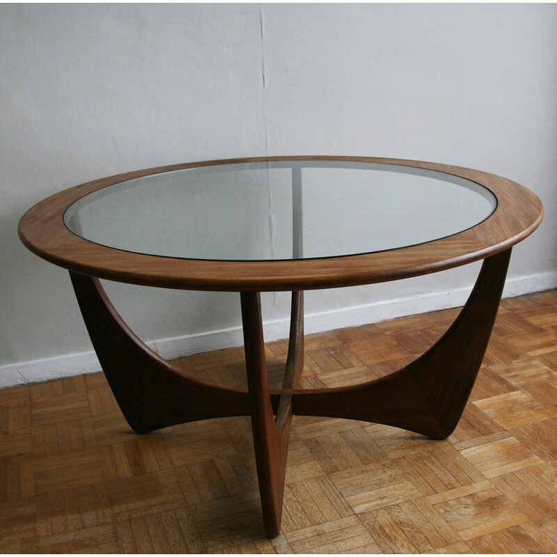 "Astro" coffee table in teka and glass, Victor WILKINS - 1960s