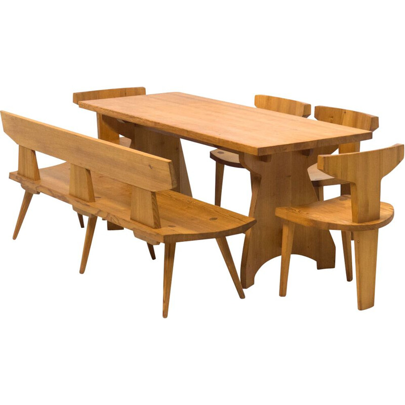 Vintage pine dining set by Jacob Kielland-Brandt pour I. Christiansen, Denmark 1960