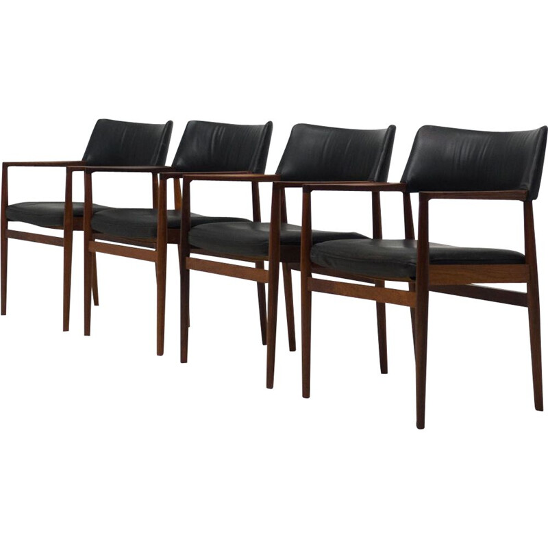 Ensemble de 4 fauteuils vintage en palissandre par Erik Wørts pour Sorø Stolefabrik