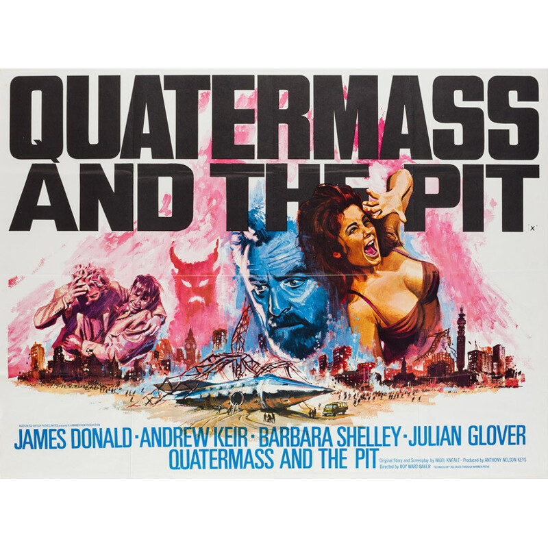 Affiche vintage du film "Quatermass and the Pit" par Tom Chantrell, Angleterre 1967