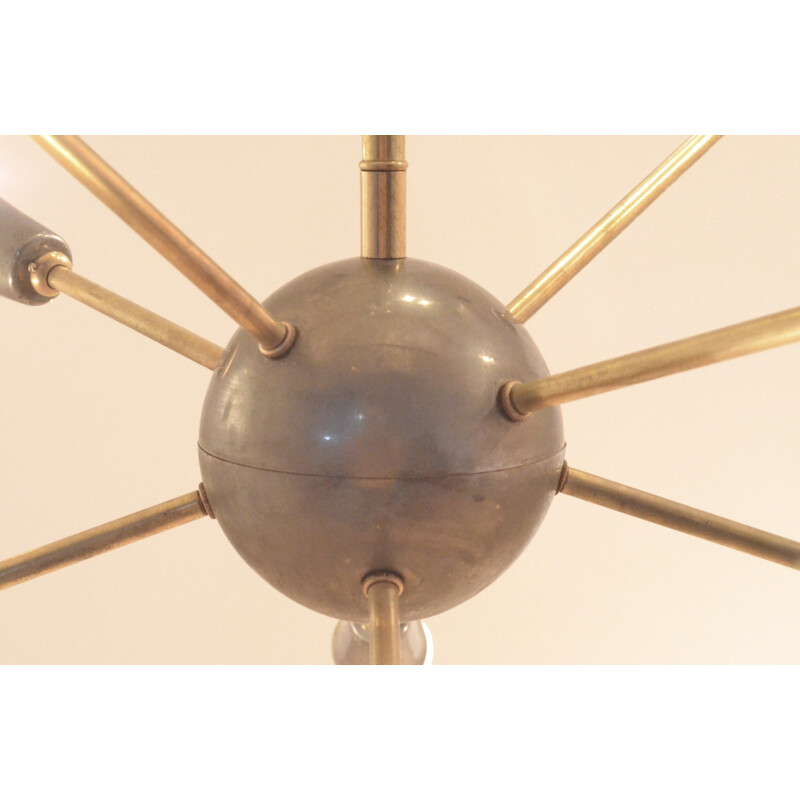 Lustre Sputnik à 8 bras en laiton - 1950