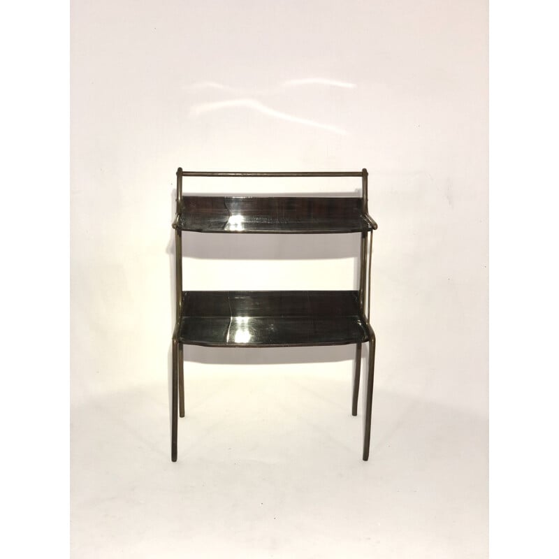 Vintage side table with double lacquered wood top