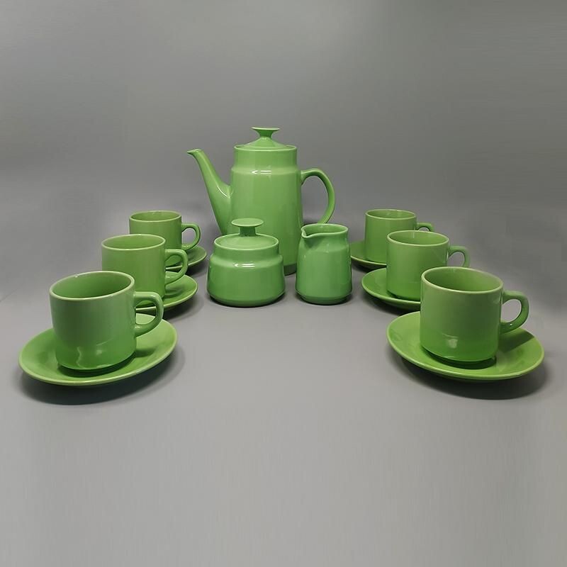 Service à thé vintage vert en porcelaine de Gres, Italie 1970