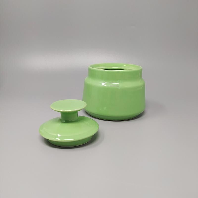 Vintage green tea set in Gres porcelain, Italy 1970