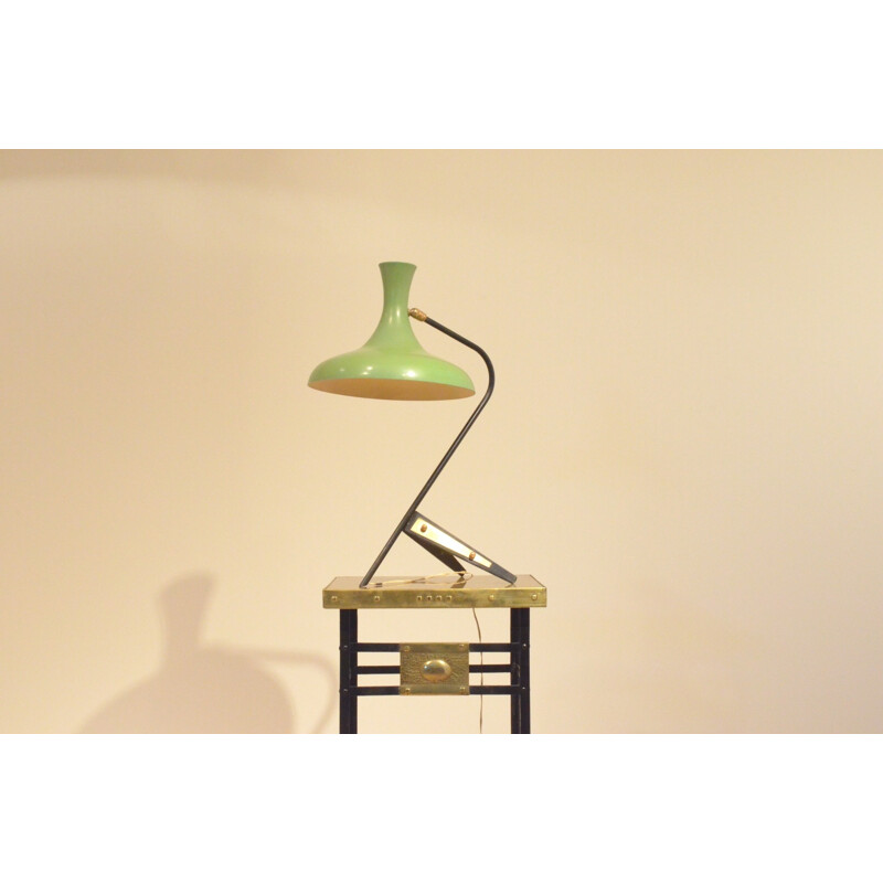 XL desk lamp in green lacquered metal - 1950s