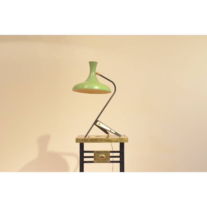 Lampe de bureau XL en métal vert - 1950