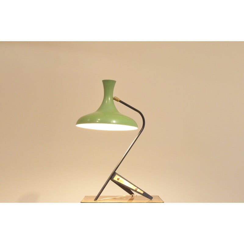 XL desk lamp in green lacquered metal - 1950s