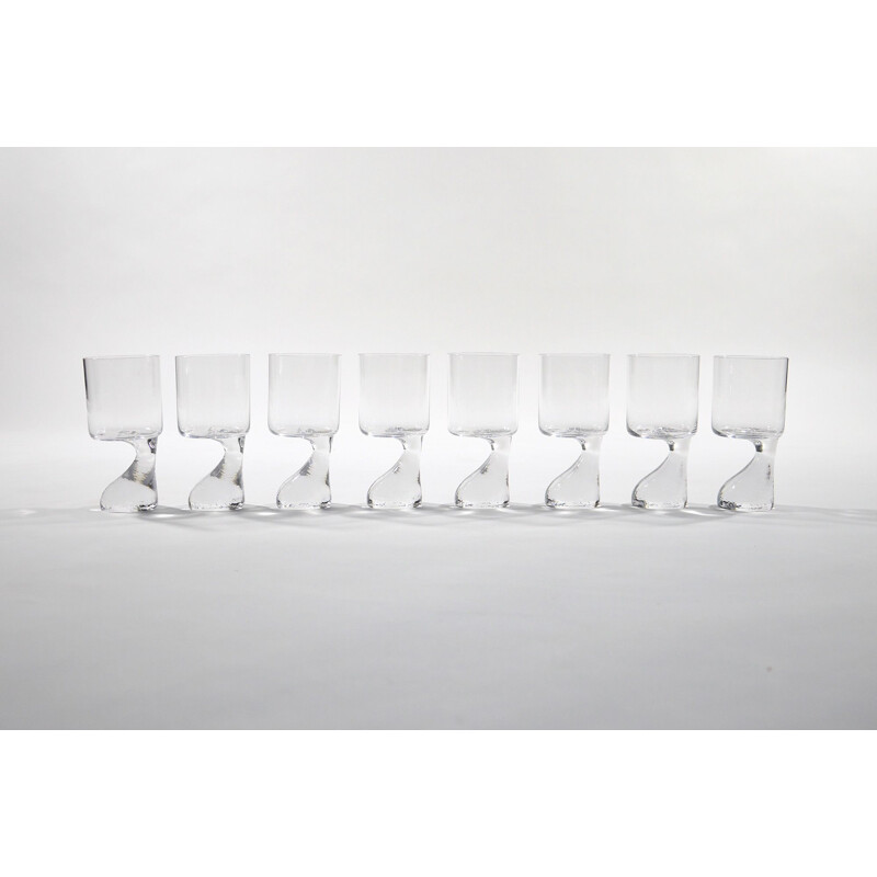 Set of 8 vintage Asimmetrico glasses by Joe Colombo for Riedl, 1960s