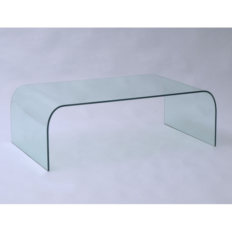 Vintage glass coffee table by Angelo Cortesi for Fiam, Italy 1980s
