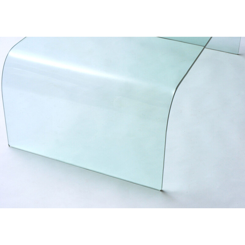 Vintage glass coffee table by Angelo Cortesi for Fiam, Italy 1980s