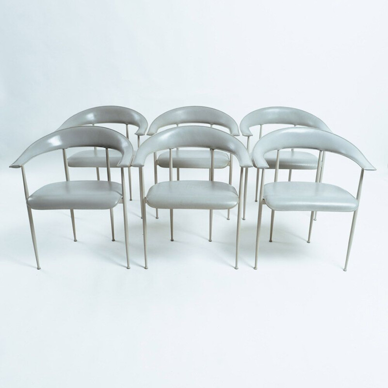 Ensemble de 6 chaises vintage en gris par Vegni & Gualtierotti pour Fasem, Italie 1970