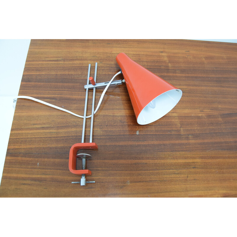 Lámpara de mesa vintage de metal lacado de Josef Hurka, Checoslovaquia 1960