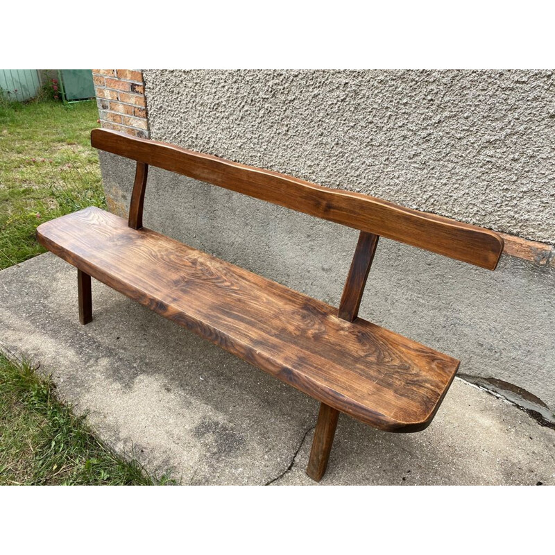 Scandinavian vintage bench with backrest by Olavi Hanninen for Mikko Nupponen, 1950s