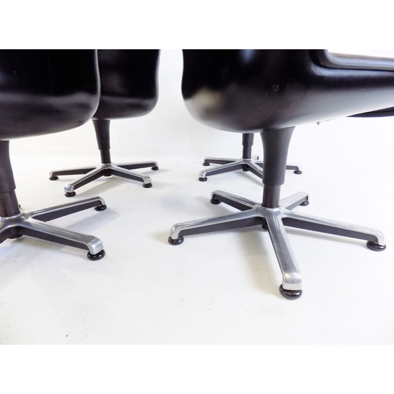 Set of 4 vintage Fröscher leather office chairs by Burkhard Vogtherr, 1970s