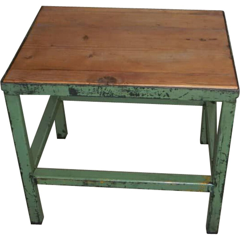 Vintage iron and fir ladder stool