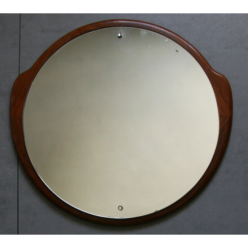 Circular teak mirror - 1960s
