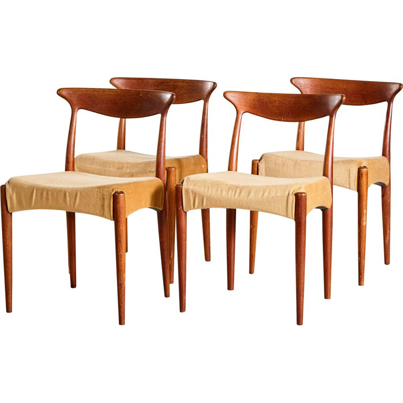 Set of 4 vintage teak dining chairs by Arne Hovmand Olsen for Mogens Kold, 1960s
