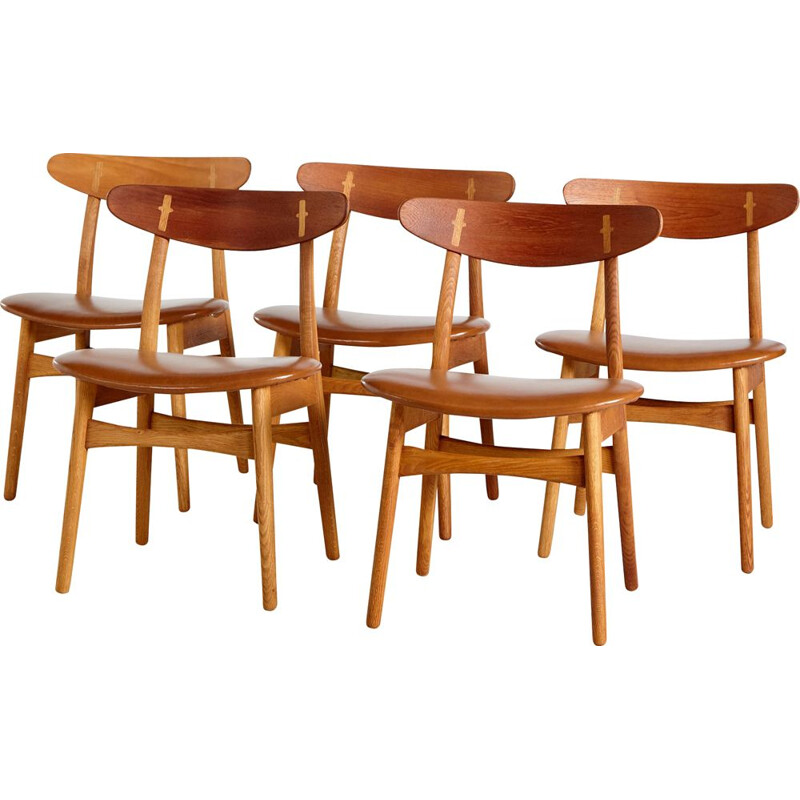 Set of 5 vintage CH30 teak dining chairs by Hans J. Wegner for Carl Hansen & SØN