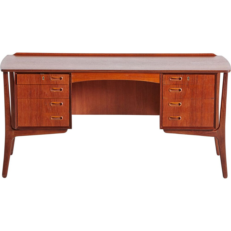 Vintage Deens teakhouten bureau van Svend Aage Madsen