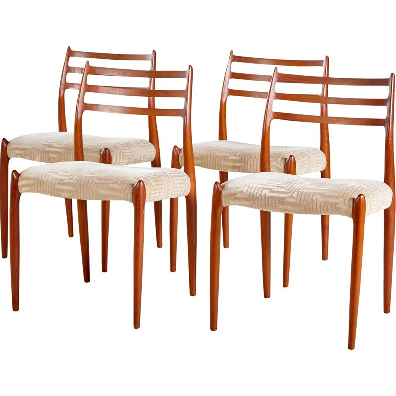 Lot de 4 chaises vintage modèle 78 par Niels O. Moller pour J.L. Mollers, 1960