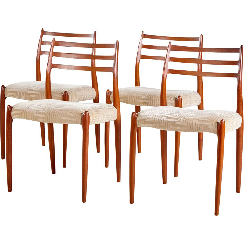 Set of 4 vintage chairs model 78 by Niels O. Moller for J.L. Mollers, 1960