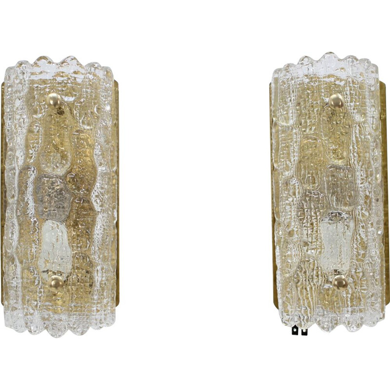 Pair of vintage glass sconces by Carl Fagerlund for Orrefors, 1960