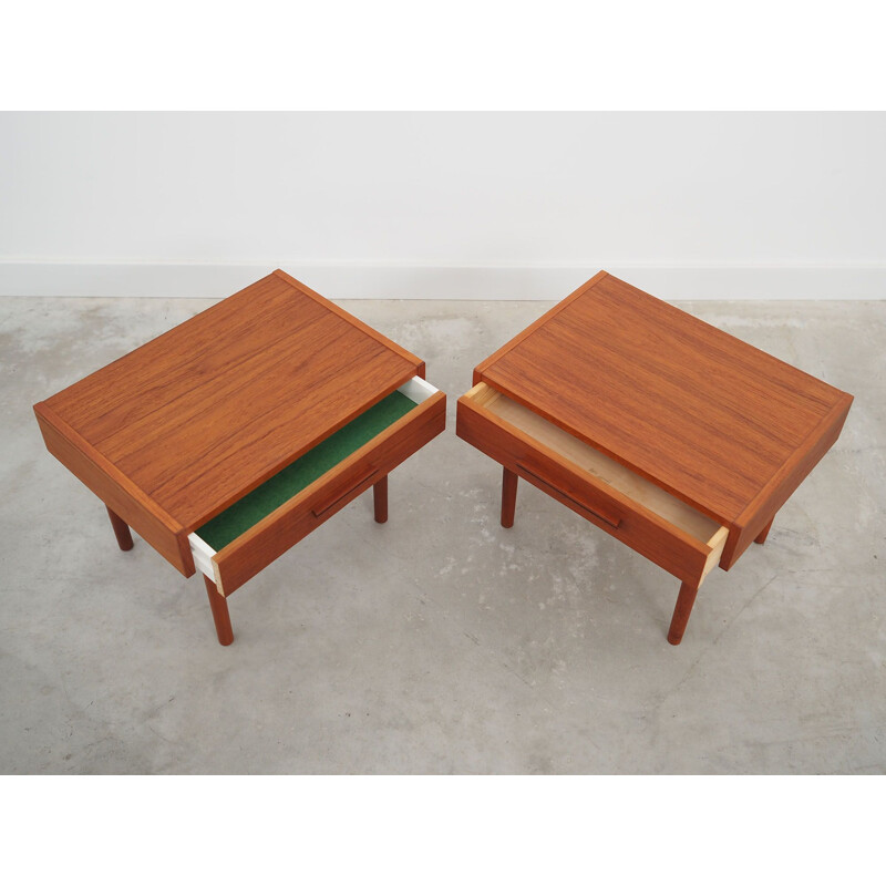 Paire de tables de chevet vintage en teck par PBJ Møbler, Danemark 1970