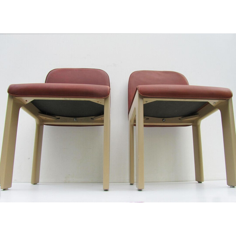 Pair of leather and lacquered wood chairs, Tobia SCARPA - 1970s