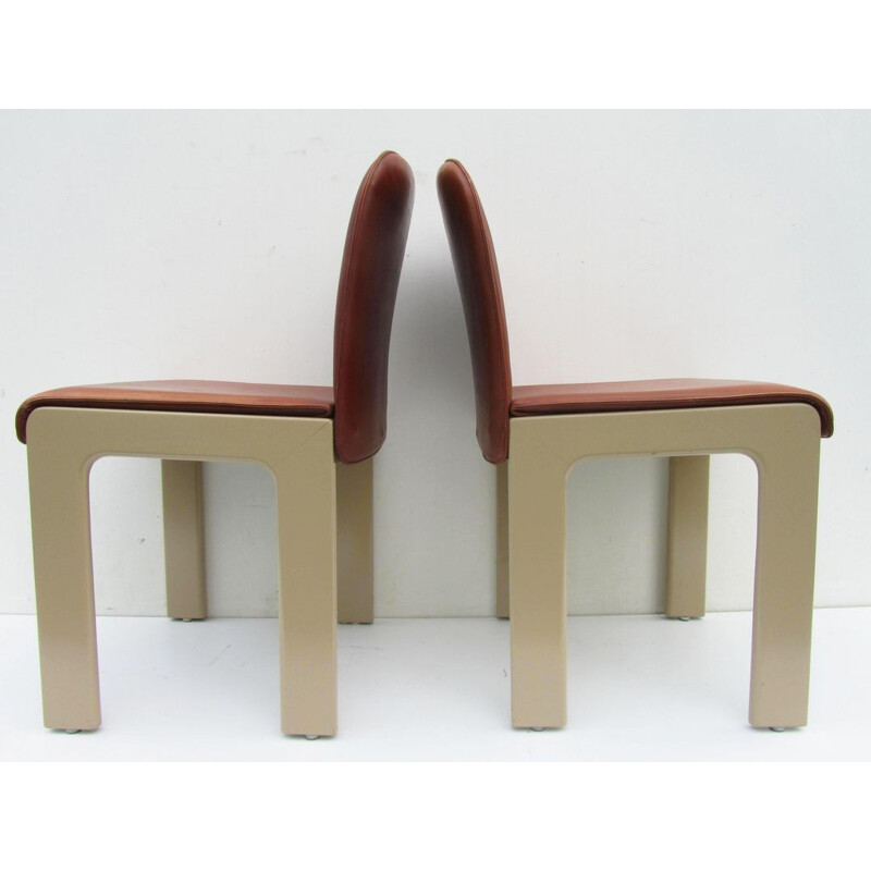 Pair of leather and lacquered wood chairs, Tobia SCARPA - 1970s