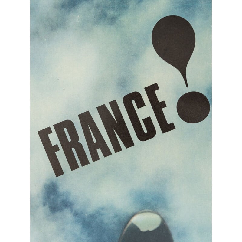 Manifesto pubblicitario d'epoca con vetro acrilico, Francia 1970