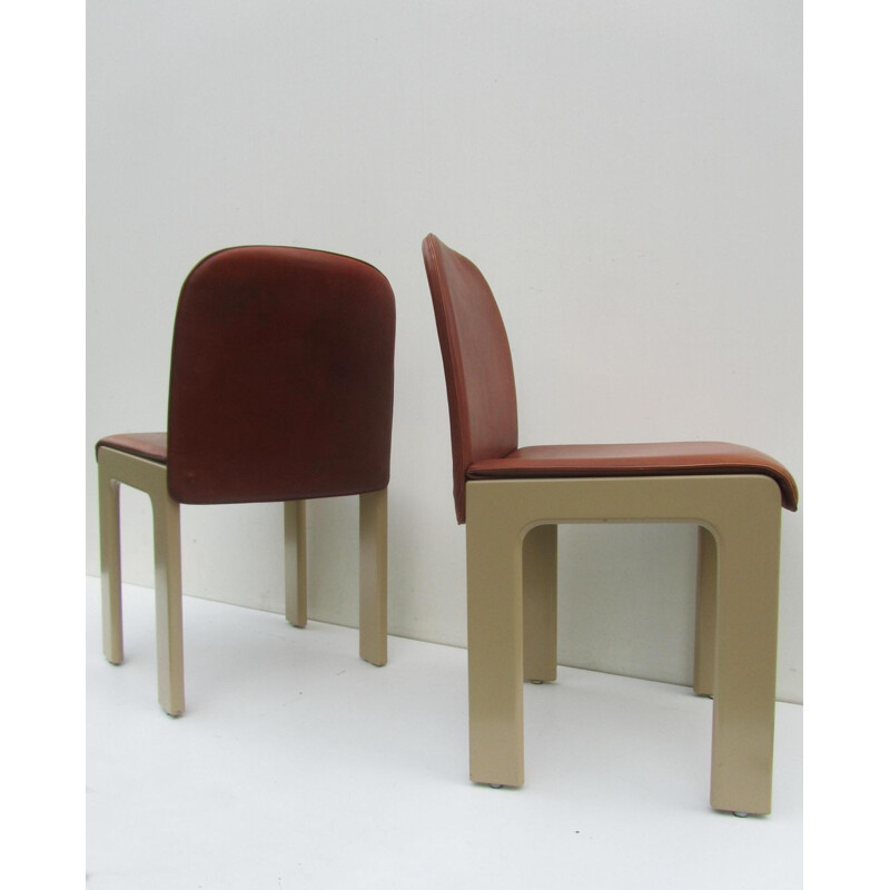 Pair of leather and lacquered wood chairs, Tobia SCARPA - 1970s