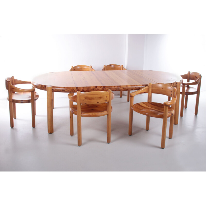 Brutalist vintage dining room set by Rainer Daumiller for Hirtshals Savværk, 1960s