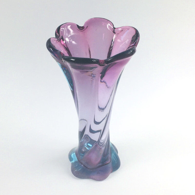 Vase vintage en verre de Murano torsadé, Italie 1960