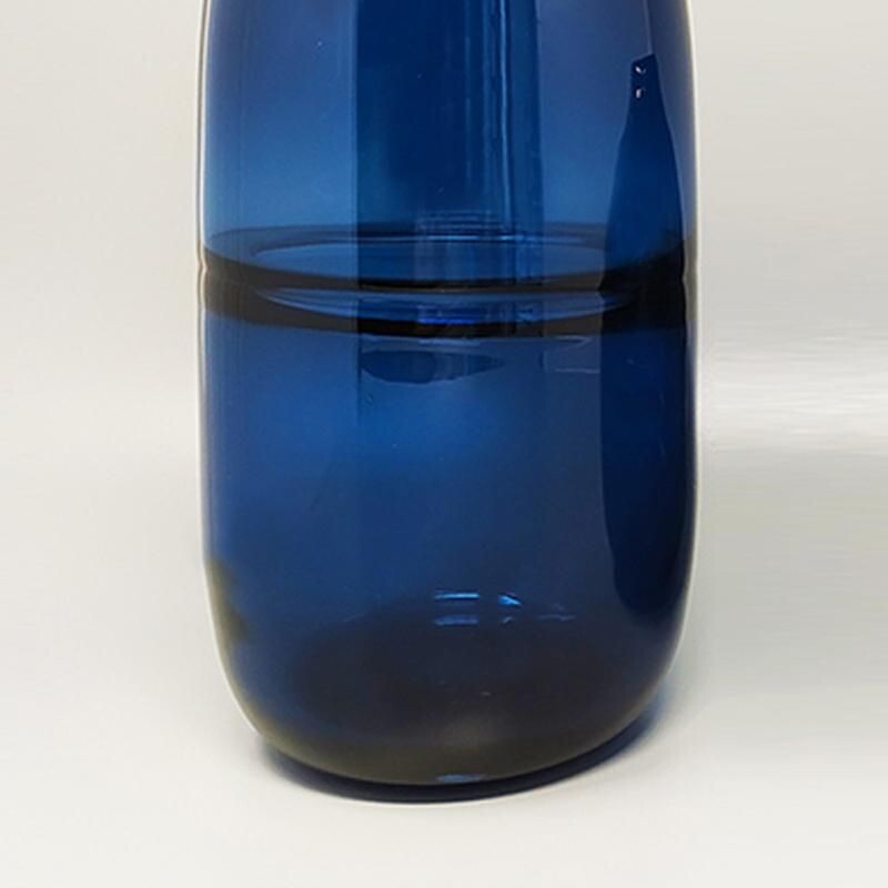 Pair of vintage blue vases in Murano glass by Seguso, Italy 1960s