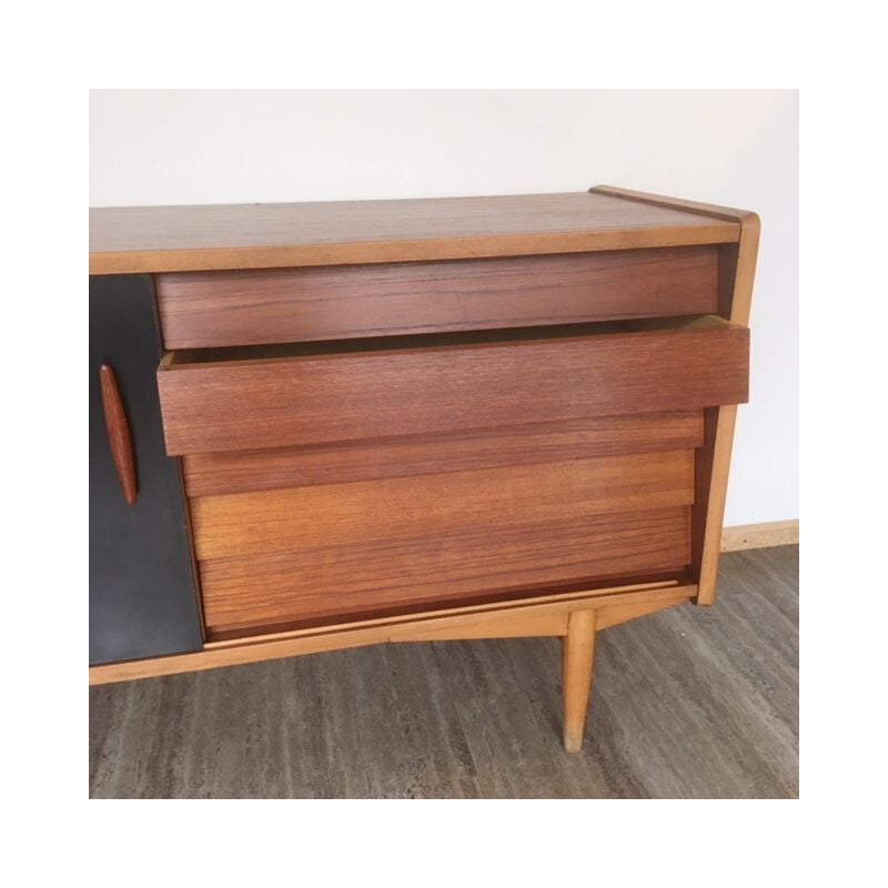 Vintage sideboard with 4 drawers and sliding door by Nils Jonsson for Troeds, Sweden 1960