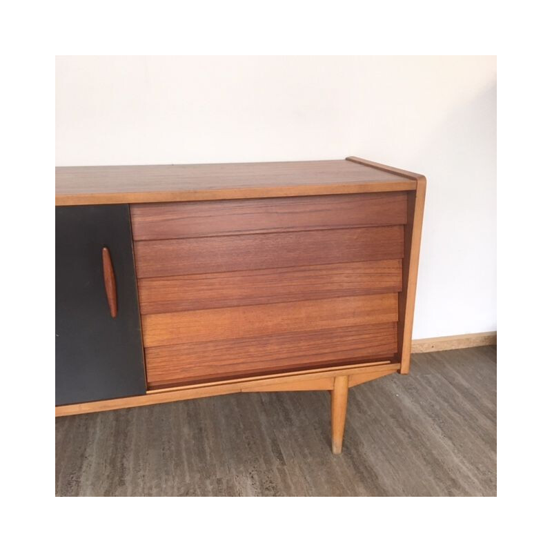 Vintage sideboard with 4 drawers and sliding door by Nils Jonsson for Troeds, Sweden 1960