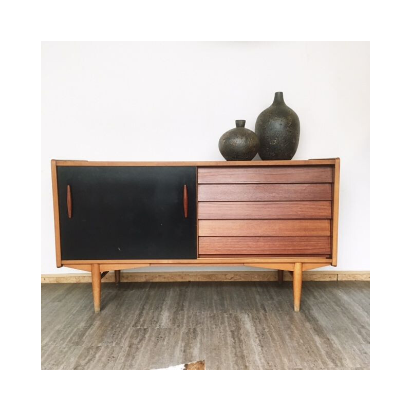 Vintage sideboard with 4 drawers and sliding door by Nils Jonsson for Troeds, Sweden 1960