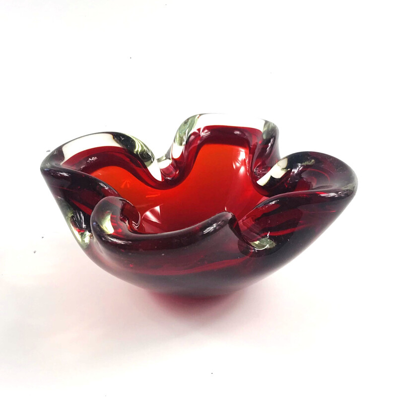 Sommerso Murano glass mid-century ashtray, Italy 1960s