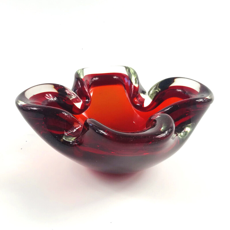 Sommerso Murano glass mid-century ashtray, Italy 1960s