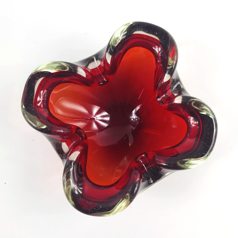 Sommerso Murano glass mid-century ashtray, Italy 1960s